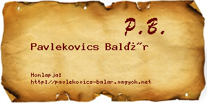 Pavlekovics Balár névjegykártya